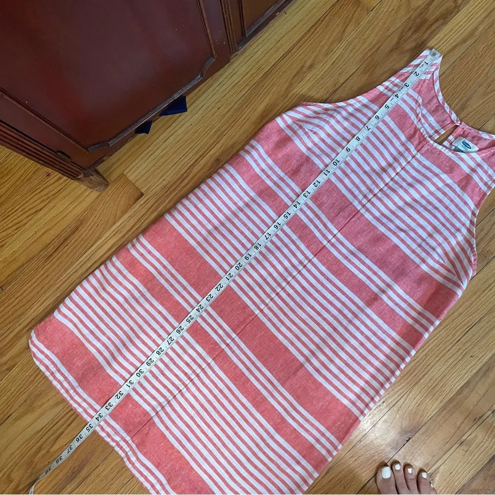 5/$25 Old Navy linen blend striped peach sheath dress - Picture 6 of 7